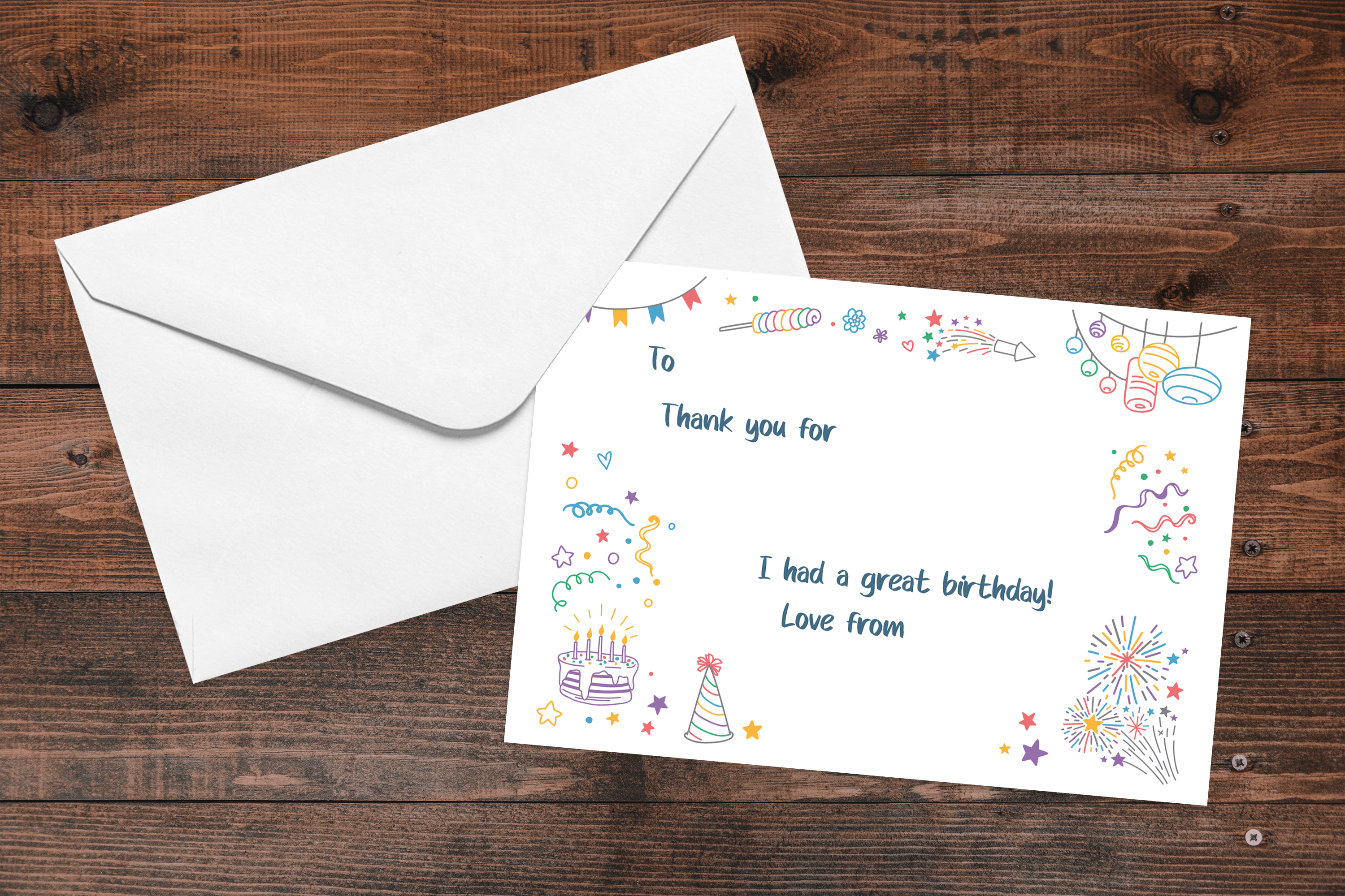 Birthday Thank You Postcards - pack of 5